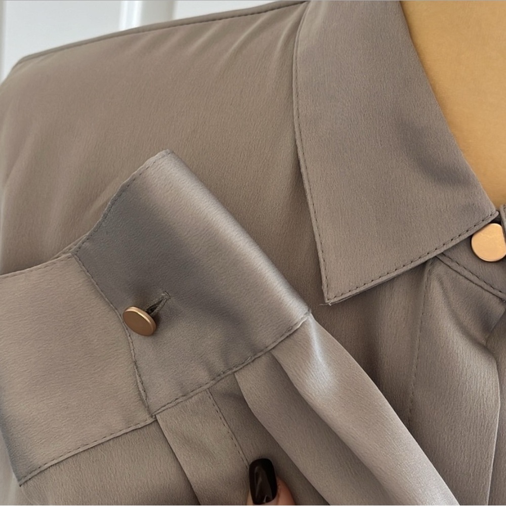Donna Karan grey silk shirt L size, I love it but too big for me